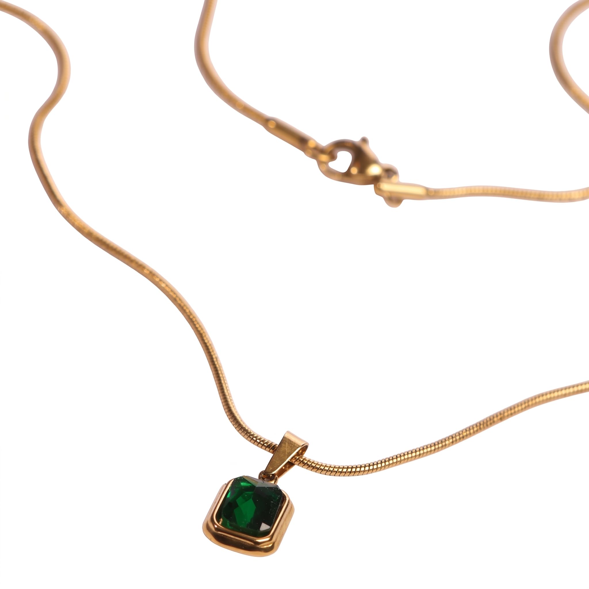 Stylish Stainless Steel Vera Green Gold Plated Pendant With Chain for Men & Boys | Waterproof Anti-Tarnish Necklace for Man | Trendy Men's Daily Wear Jewellery & Accessories | Gift For Husband & Boyfriend-image-16