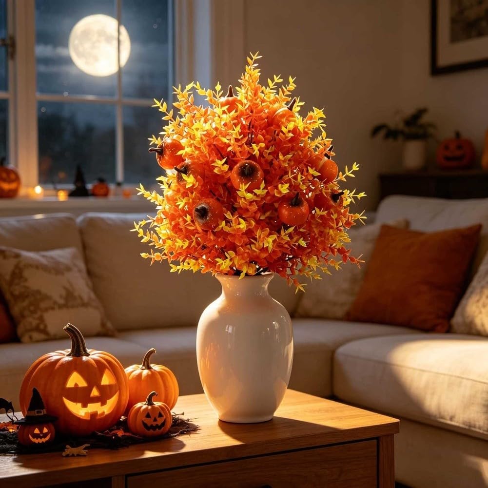 Piquet de Jardin pour fleur Soie Violette Halloween Décoration Extérieur Résistant UV pour Cour Patio Balcon 55cm