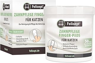Felisept Zahnpflege Finger-Pads für Katzen 50 Stück - Fingerlinge für effektive Katzen Zahnpflege, Mundhygiene und frischen Atem - Reduziert Plaque - Zahnreiniger Katze - Zahnpflege Katzen product image