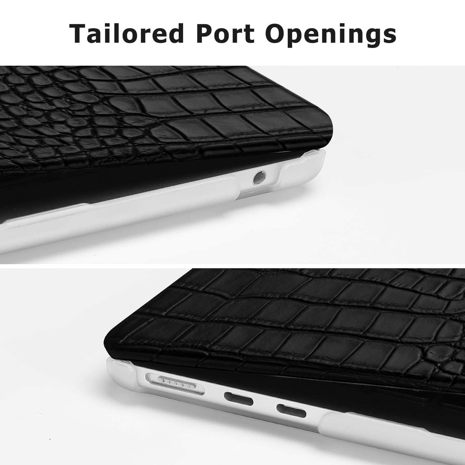 MOSISO Etui kompatybilne z MacBook Air 33.0 cm M5, M4, M3, M2, 2026-2022, A3449, A3240, A3113, A2681, odporne na zarysowania, skóra krokodyla, twarda powłoka ze skóry i klawiatury, folia ekranowa do