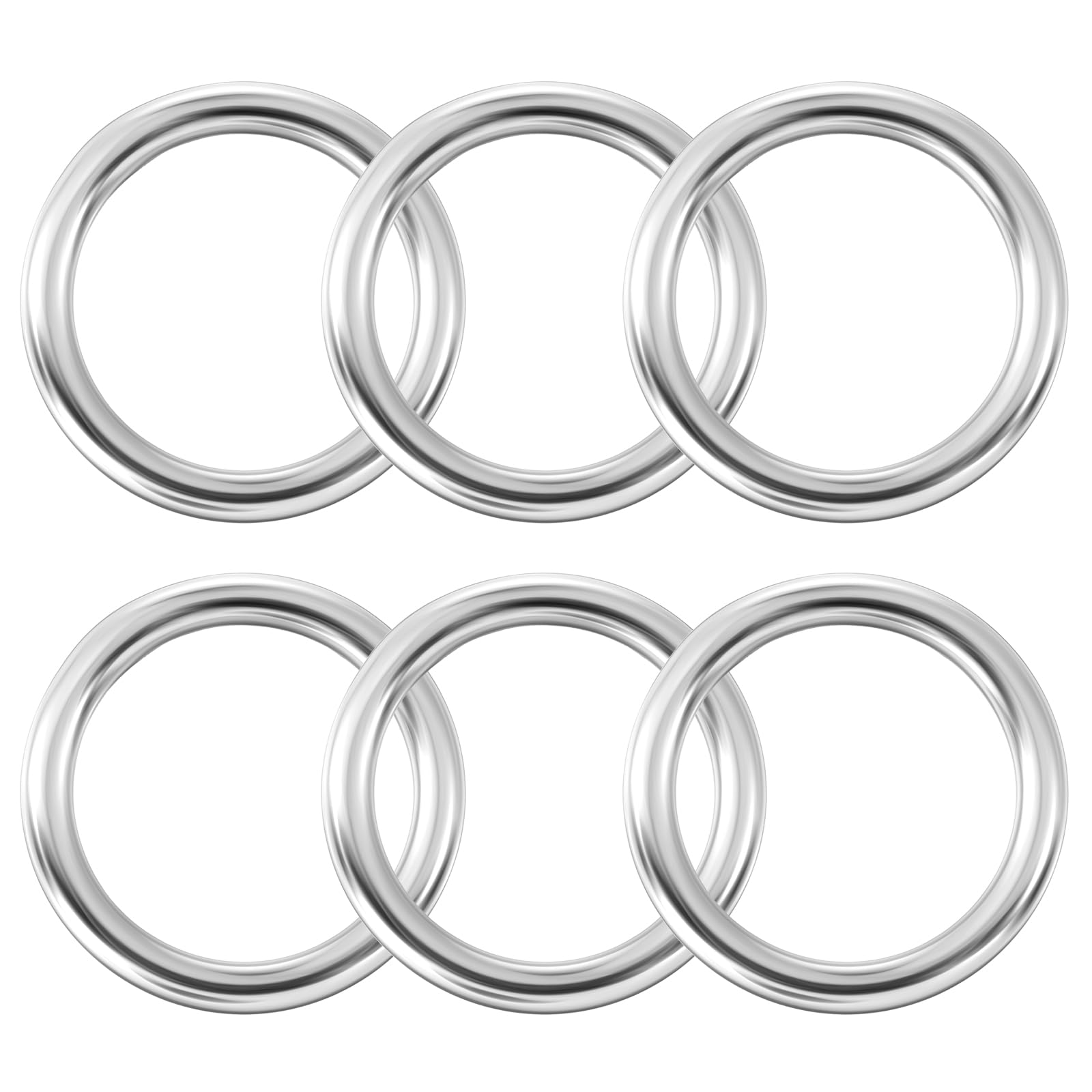 FdcLixuvol 6 Pcs Metal O Rings 2 inch Stainless Steel Round Buckles Multi-Purpose Welded Rings Silver Metal Loop for Macrame Camping Belt Dog Leashes Hardware Crafts Project