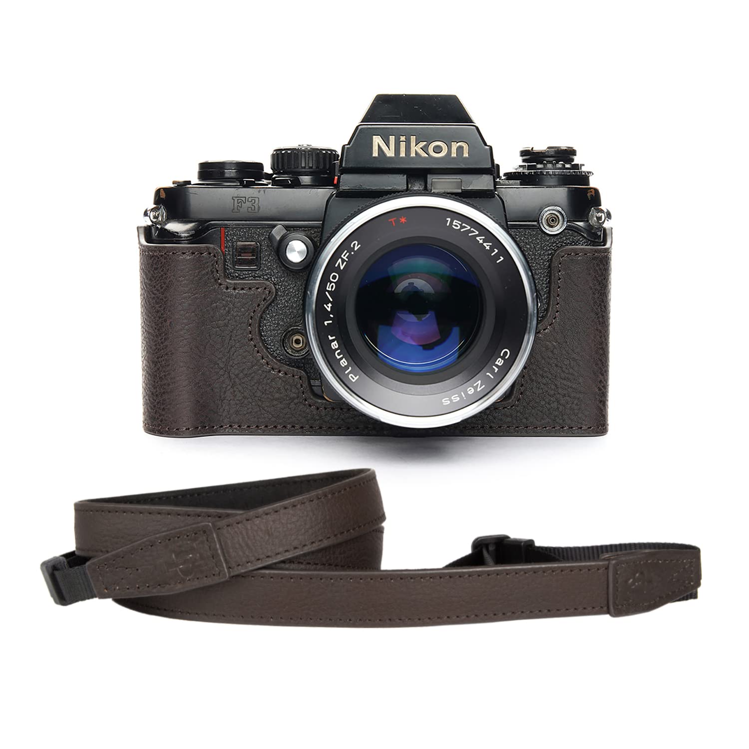 TP Handmade Genuine Real Leather Half Camera Case Bag Cover for Nikon F3 F3HP F3AF F3T (Coffee, Came