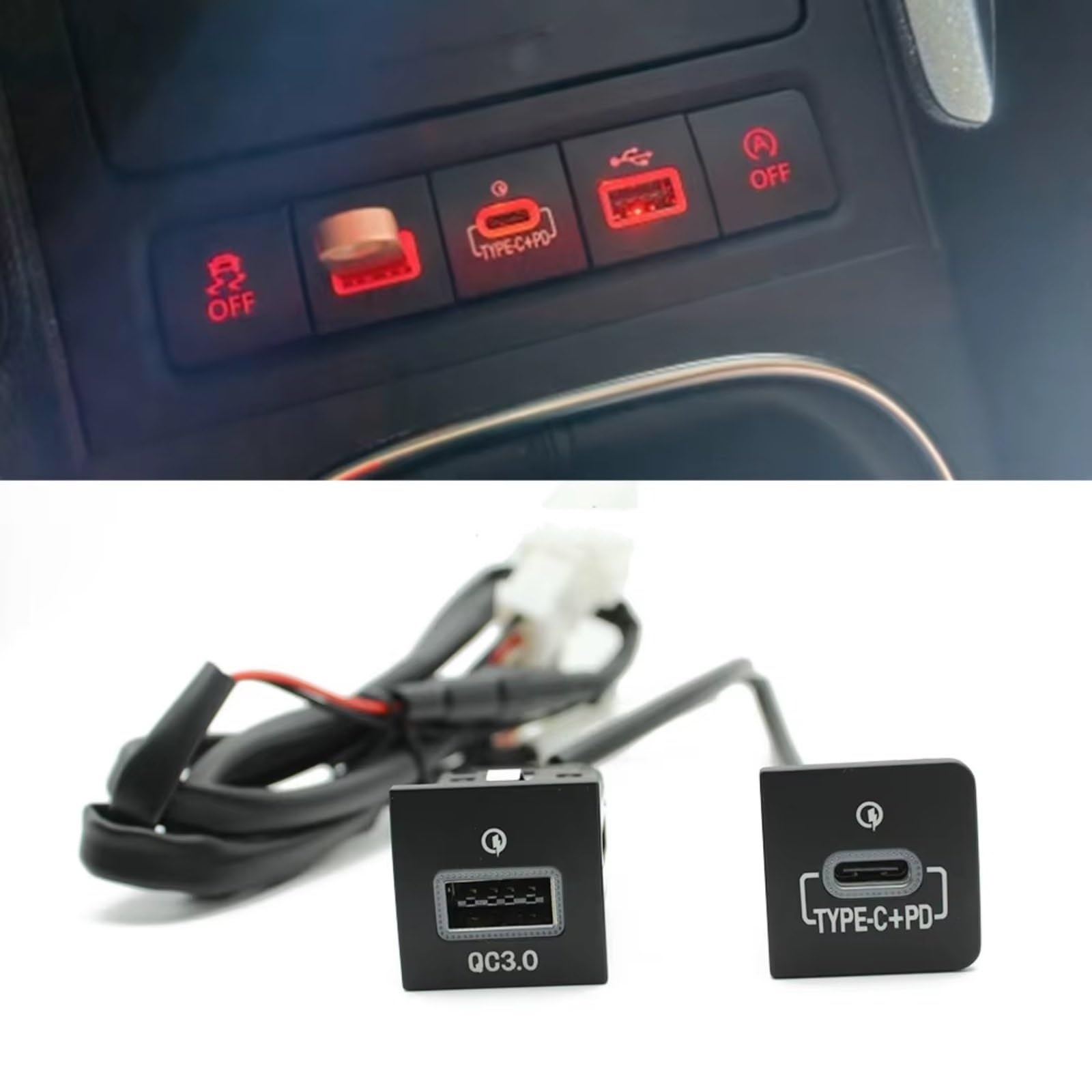 Compatible Con VW Para Golf 6 Para Jetta Para Scirocco Para Touran 12V 24V Doble Toma De Carga USB Adaptador De Corriente QC3.0 PD Puerto USB AUX Jack