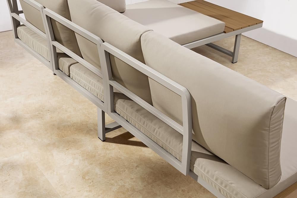 Riess Ambiente Wetterfestes Gartenmöbel Set Ibiza MODULAR Lounge - 250cm - Champagner Greige - Aluminium