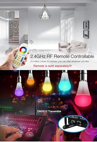 Miniatura 2 de LGIDTECH Bombilla LED DMX512 Miboxer 9W RGB+CCT cambio de color y temperatura de color ajustable, funciona con panel de consola DMX512 a través del
