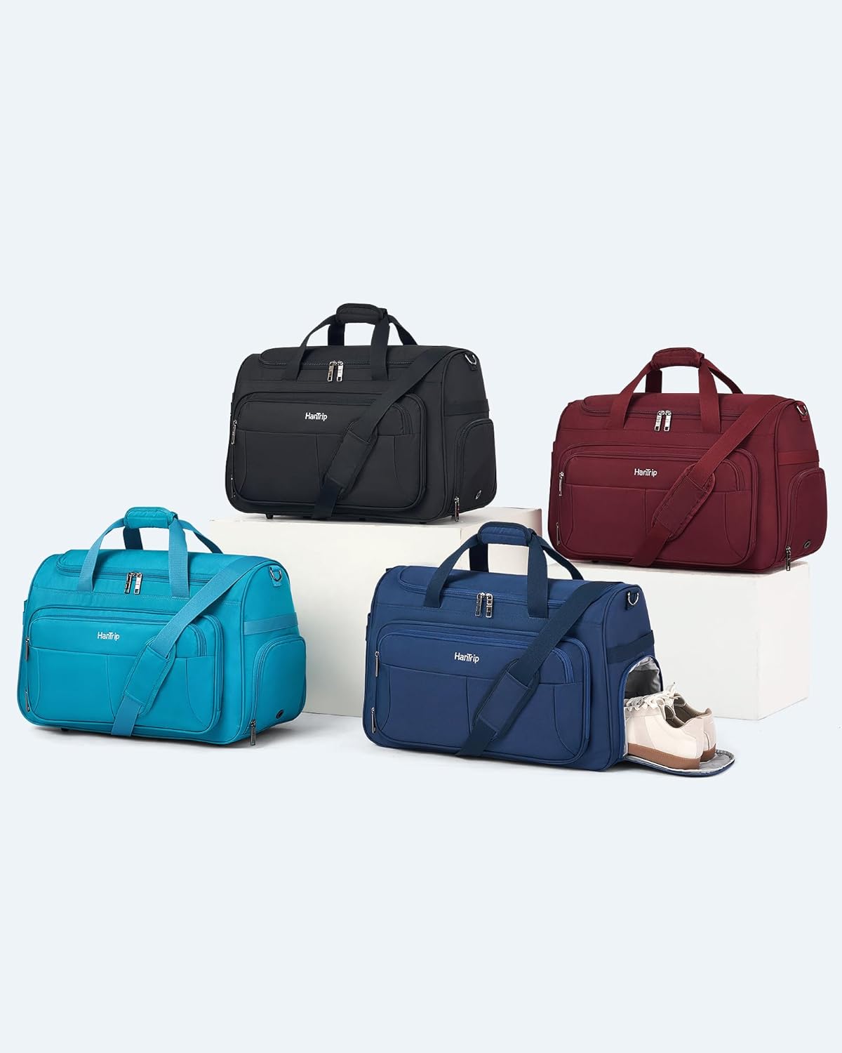 Carry on Duffel Bag Foldable Duffle Bags for Travel, Large Personal Item Bags for Airplanes, Weekender Overnight Mens Travel Tote Bag for Women Softside Carry on Luggage (Burgundy) - Image 11