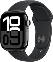 Apple Watch Series 10 [GPS, 42mm] - Jet Black Aluminium Case with Black Sport Band - M/L (Renewed)