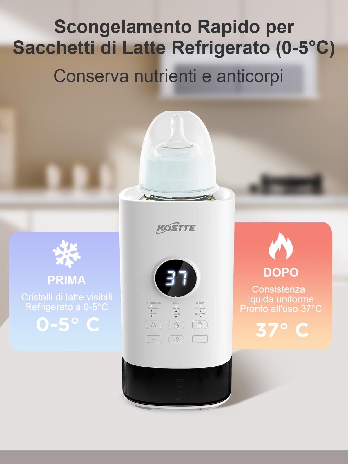 Scaldabiberon per Latte Materno o Formula, Scaldabiberon con Controllo Preciso della Temperatura, Universale Elettrico Scalda Biberon Neonato, Scaldabiberon Veloce, Baby Bottle Warmer