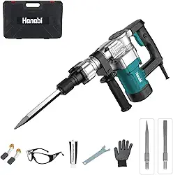 Hanabi Martelo Rompedor 5kg 2.5J Martelete Demolidor 110V 1260W 920 RPM 3800BPM Elétrico Martelete Perfurador com maleta