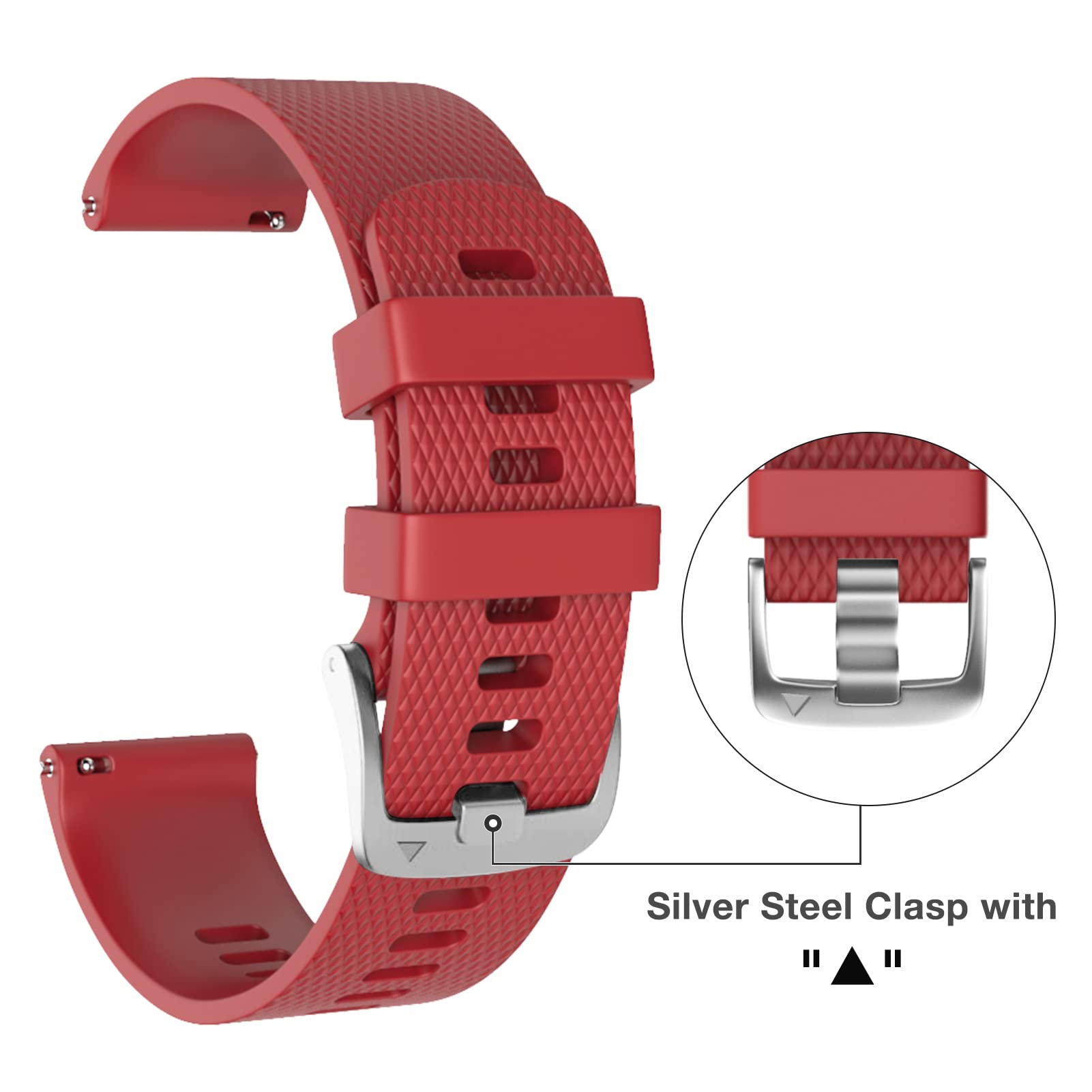 Watch Strap for Garmin Vívoactive 3,20mm Wristband Compatible with Garmin Venu/Venu sq/Vívomove 3/Forerunner 245/645 Music (L, Red) - Image 3