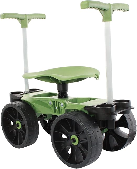 Wheelie Easy-Up | Wheeled Garden Stool with Handles Relieve Pain Getting Up and Down | Gardening Work-Seat with Wheels for Elderly Seniors | Made in USA by Vertex | Model EX530
