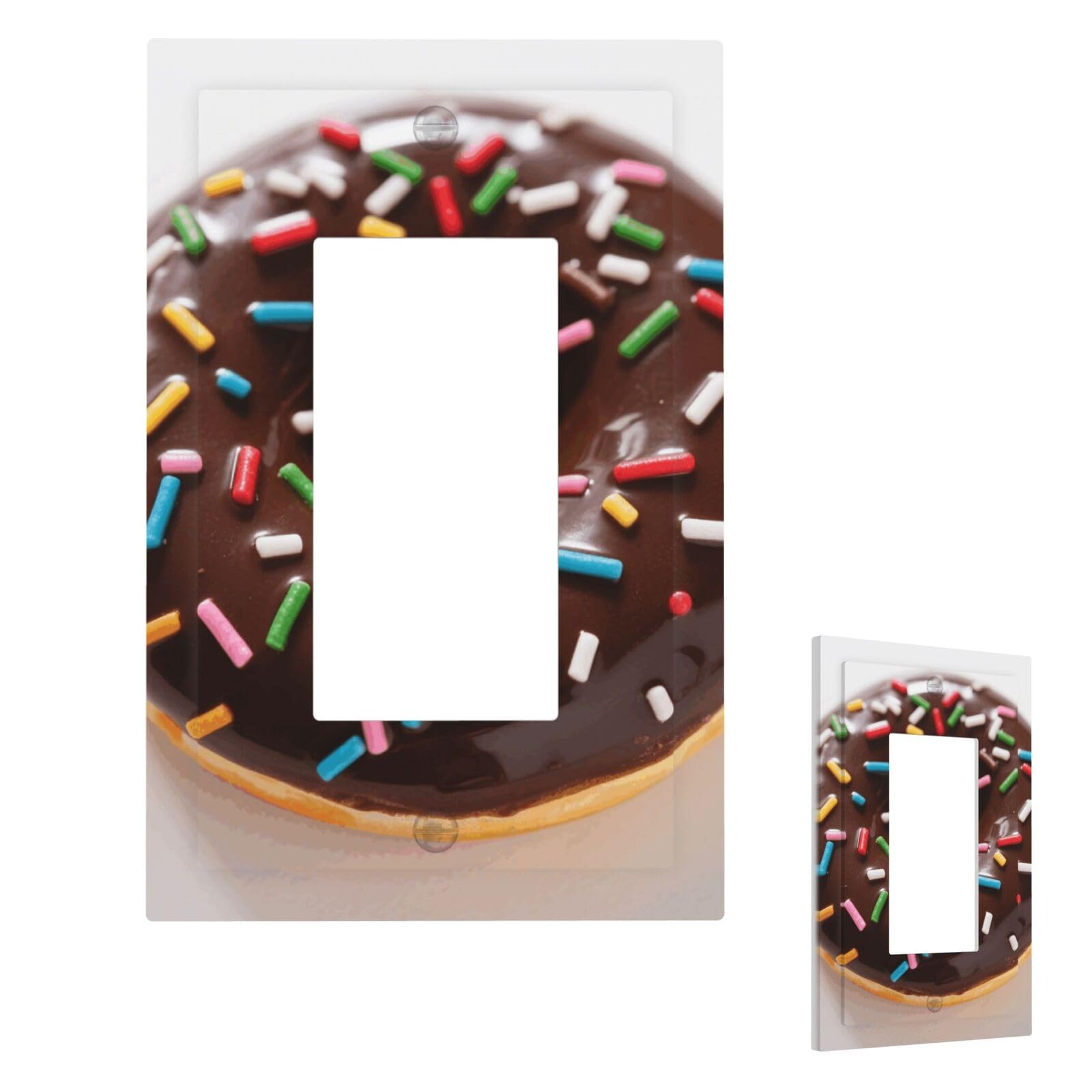 Tasty Chocolate Donut Wall Plate Cover Modern Decorative 1 Gang Light Switch Cover Unbreakable Receptacle Outlet Covers For Living Room Bedroom Home Decor 1 Gang