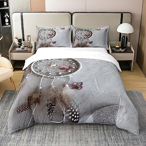 Homemissing Dreamcatcher 100% Coton Housse de Couette 200x200cm Boho Dream Catcher Parure de lit 100% Coton Enfants Garçons Filles Ados décoration de Chambre...