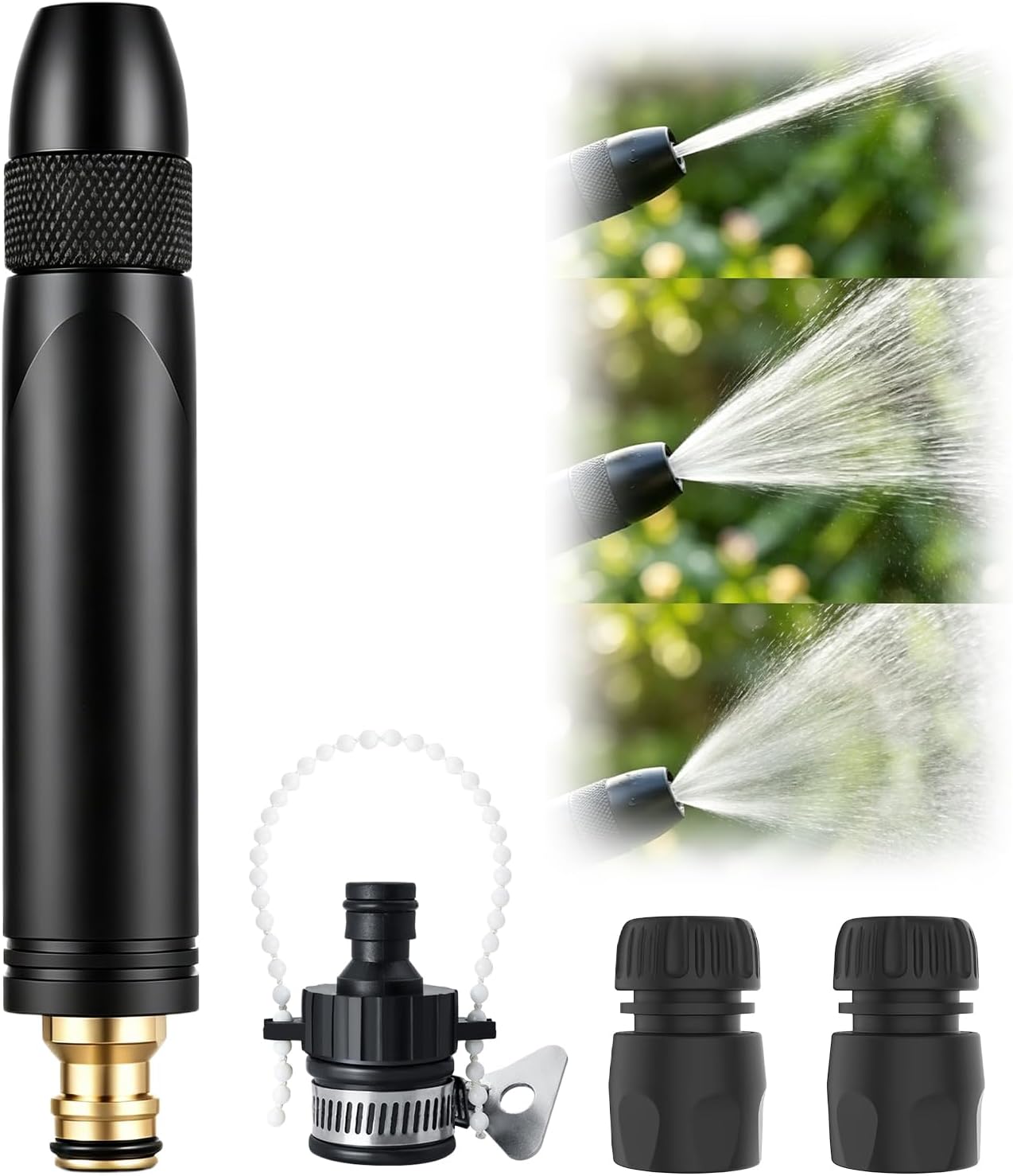 Home High-Pressure Car Wash Water Gun with Booster Nozzle, Black High Pressure Washer, High-Pressure Home Car Wash Water Gun, for Watering Plants and Vegetables, and Car Washing (Pacifier Interface)
