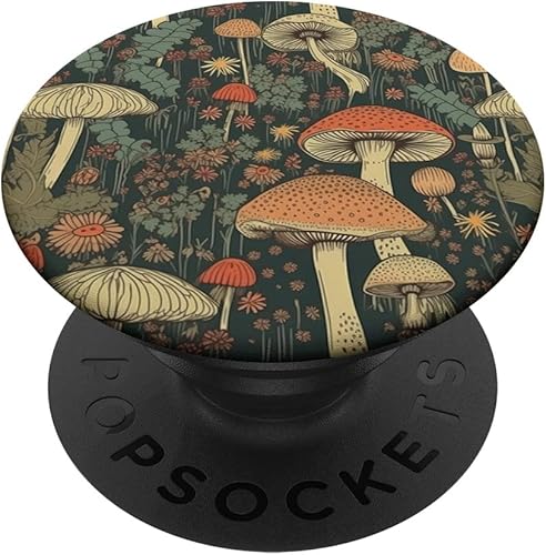 PopSockets retro vintage con diseño de flores, hippie, estético, cottagecore, hongos, intercambiables, PopGrip