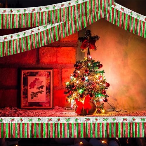 Image of 4 Pack 39Ft Christmas Parade Floats for Trailer Car, Bells & Snowflakes Foil Fringe Garland Tinsel Streamers Hanging Banner Table Skirts for Christmas Homecoming Birthday Party (Bell)