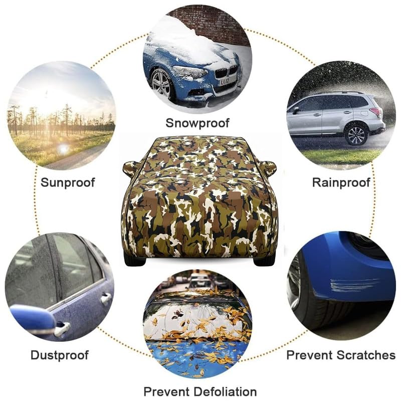 Image of Premium Jungle Print Series 100% Waterproof Car Body Cover for Baleno Cover (All Models) with Mirror Pockets | Triple Stitched, Elastic, Custom Fit, Heat Resistant, Anti-Dust, All-Weather Cover