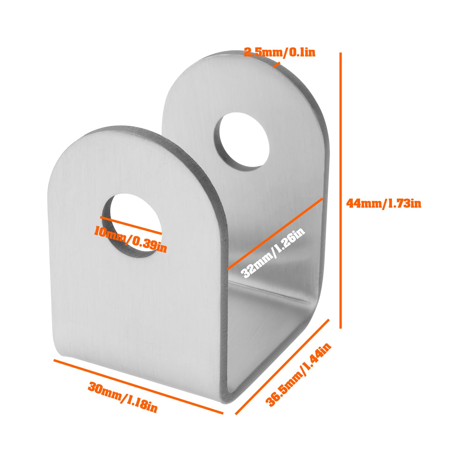 OTOTEC Lot de 10 Supports d'installation en U en Acier Inoxydable 304 épaisseur de 2,5 Mm Ouverture de 10 Mm pour Panneau de 32 Mm Cloison de Toilettes