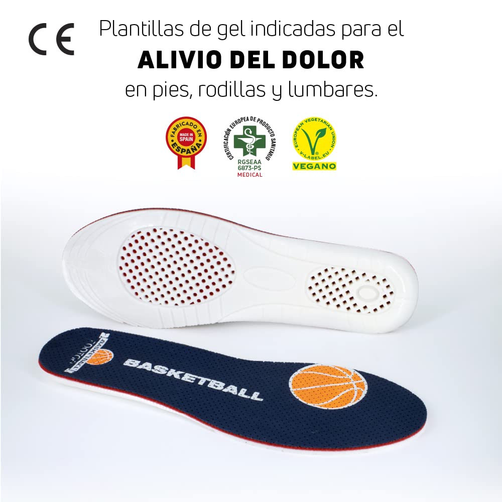 Semelle Basket Homme/Femme | Semelles Gel Sport Respirantes et Confortables | Stabilisent, Aident à Prévenir les Blessures et les Douleurs aux Pieds, Genoux et Lombaires | Tailles 43-47