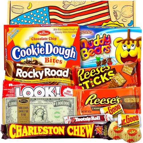 Amerikanische Schokolade Box - Amerikanische Lebensmittel - Amerikanische Süßigkeiten - All American Candy Geschenk für Geburtstag, Jubiläum, Vatertag Vatertag Muttertag - Heavenly Sweets
