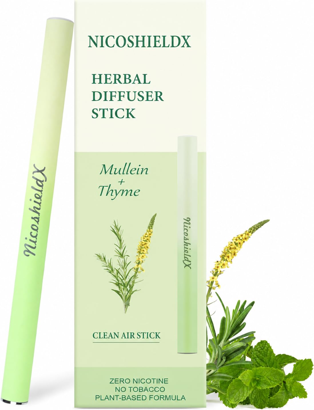 Herbal Diffuser Stick - Non Electric - Plant-Based Lifestyle Tool with Mullein, Thyme &amp; Mint