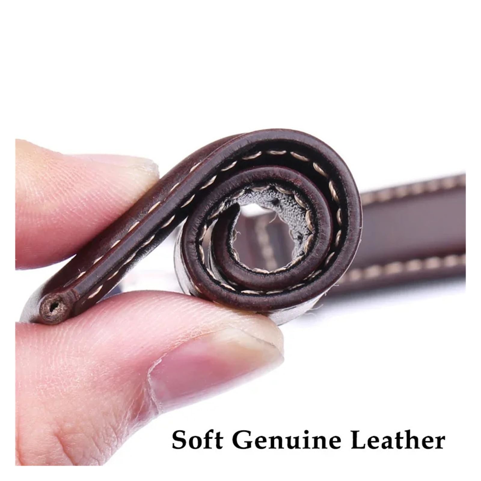 yingyingjia Vintage Glatte Uhr Band Schwarz Dunkelbraun 18-24mm Frauen Armband Strap Mit Silber