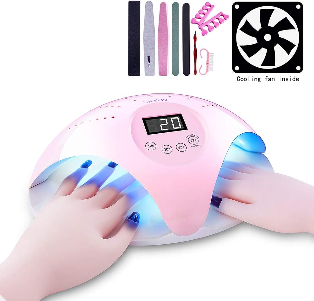 Double-hands UV Nail Lamp,SKYUV LED Nail Dryer Quick-drying LED UV Nail Drying Lamp Suitable for Fingernails and Toenails, Home and Salon Manicure/Pedicure Curing Lamp