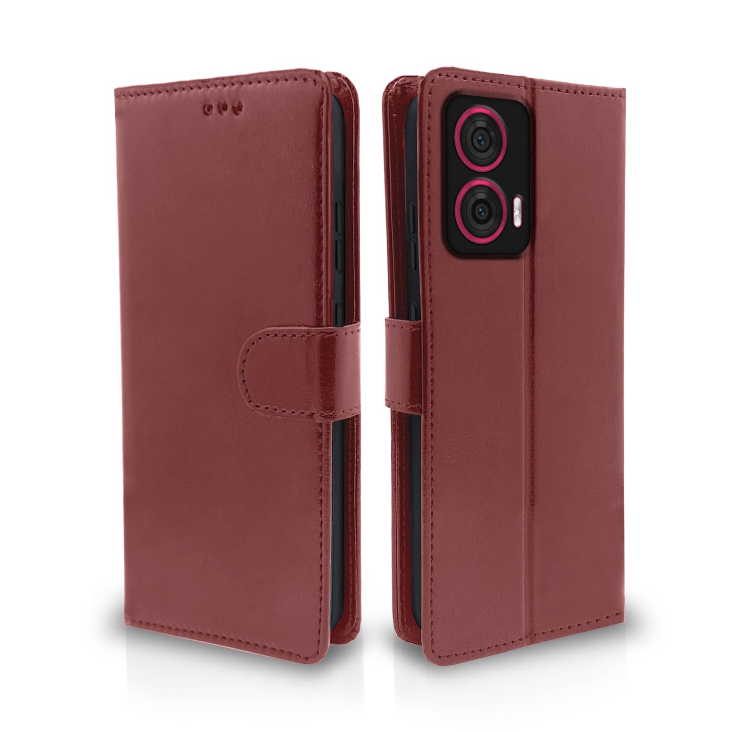 Pikkme Moto Edge 50 Fusion 5G Flip Cover Leather Finish | Inside TPU with Card Pockets | Wallet Stand and Shock Proof | Complete Protection Flip Case (Brown) (B0D62NHKV5) Amazon Price History, Amazon Price Tracker