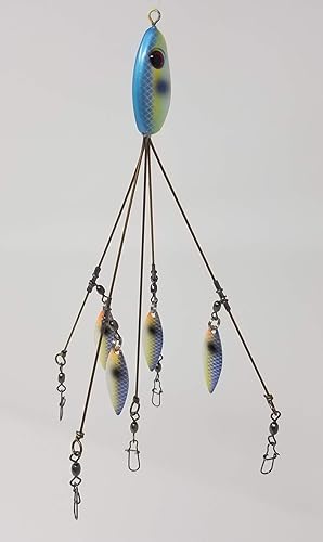 Alabama Rig El original Sexy Shad 4 Spinners pintados 5 señuelos azul, amarillo y blanco Una pesca hombre sueño Rig No te engañes por Knock