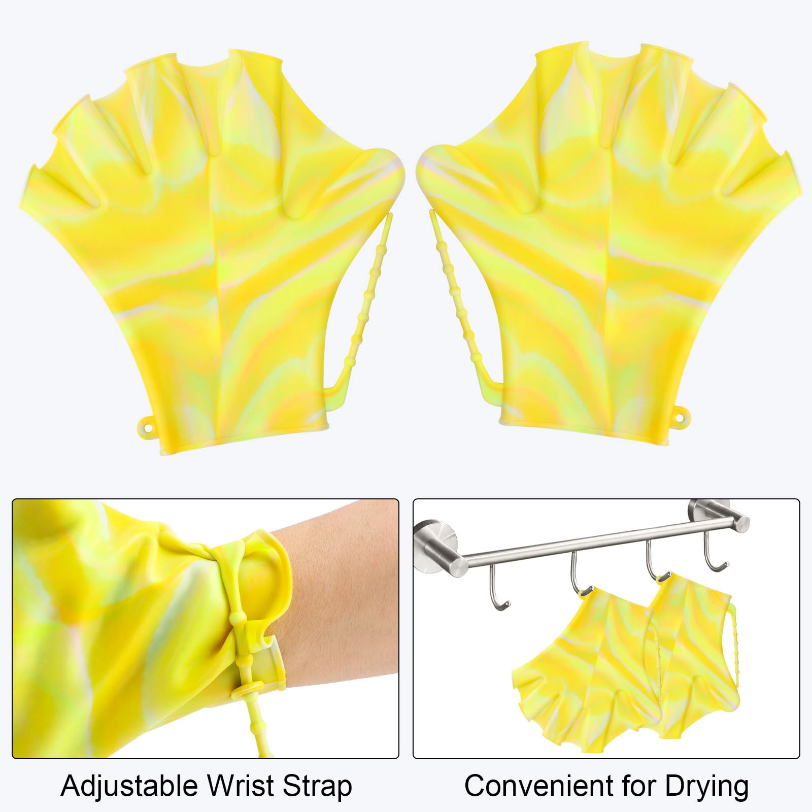 Silicone Webbed Swimming Gloves - Adjustable Training Paddles For Swimming & Surfing