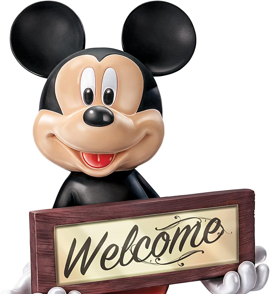 The Bradford Exchange Disney Mickey Mouse Solar Lit Welcome Sign with Built-in Light-Sensing Solar Panel