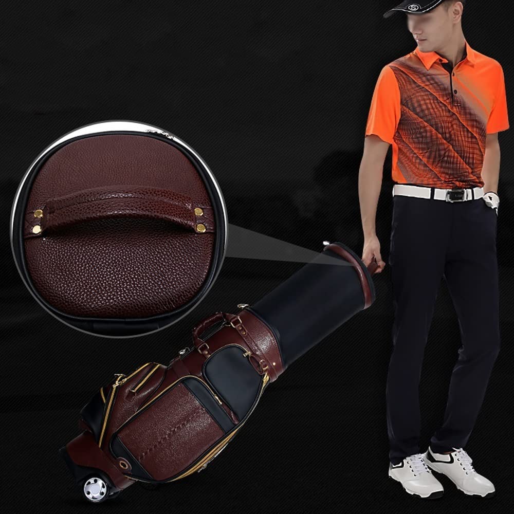 Torba golfowa, skórzana torba golfowa dla mężczyzn, 6-drożna przegroda, antypoślizgowa i odporna na zużycie, wygodna i dostępna (Grey : Black)