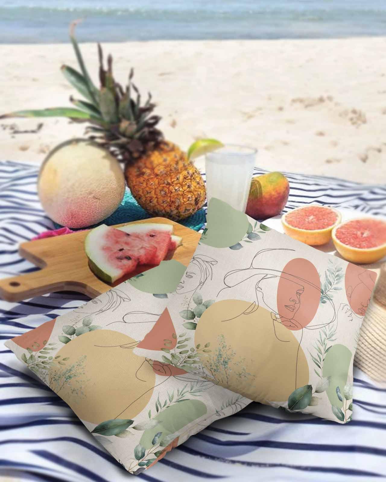 Abstract Women Outdoor Pillow Covers Waterproof,All Weather Cushion Case Set of 2 Decorative Pillowcases for Sofa Couch Bed Decor Patio Furniture 16
