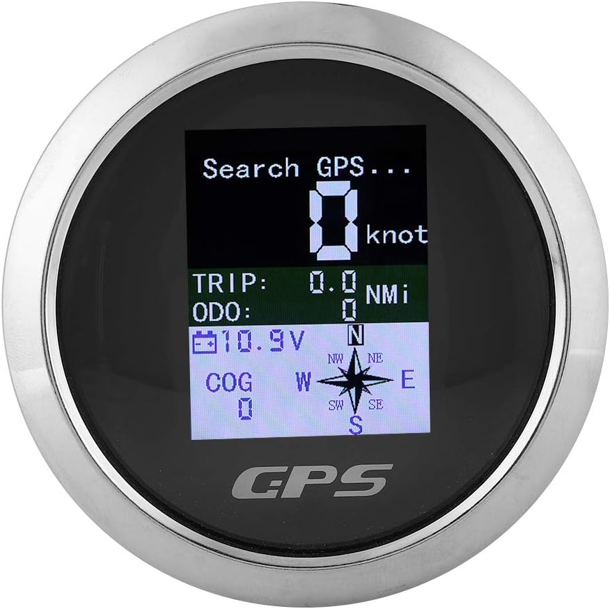 85mm Digital GPS Speedometer LCD Speed Gauge Odometer Course Speedometer GPS Car Boat Engineer Adjustable Stainless Waterproof Digital Gauges (black)