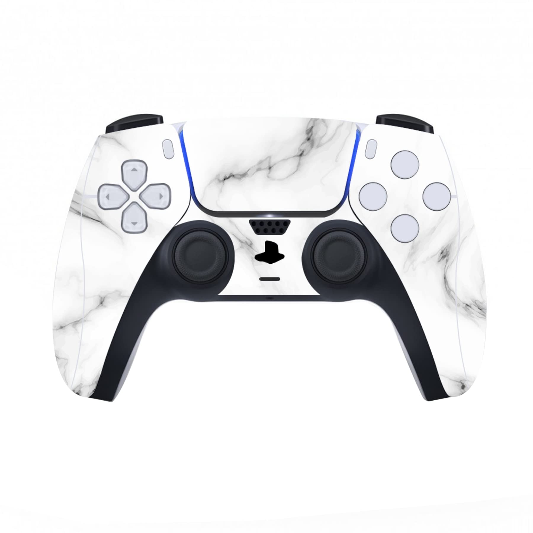 playvital Autocollant Protection pour ps5 Manette,Sticker Skin pour ps5 Habillages Console Standard & Télécommande & Station de Charge & Casque-Marbre Blanc sans Soudure - 3
