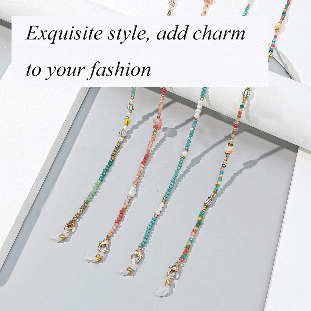 Cadena para gafas, cadena para gafas para mujer, hermosa cadena de 75 cm con anillo de silicona, cadenas de perlas con cuentas de perlas, soporte de cuerda para gafas de personalidad,