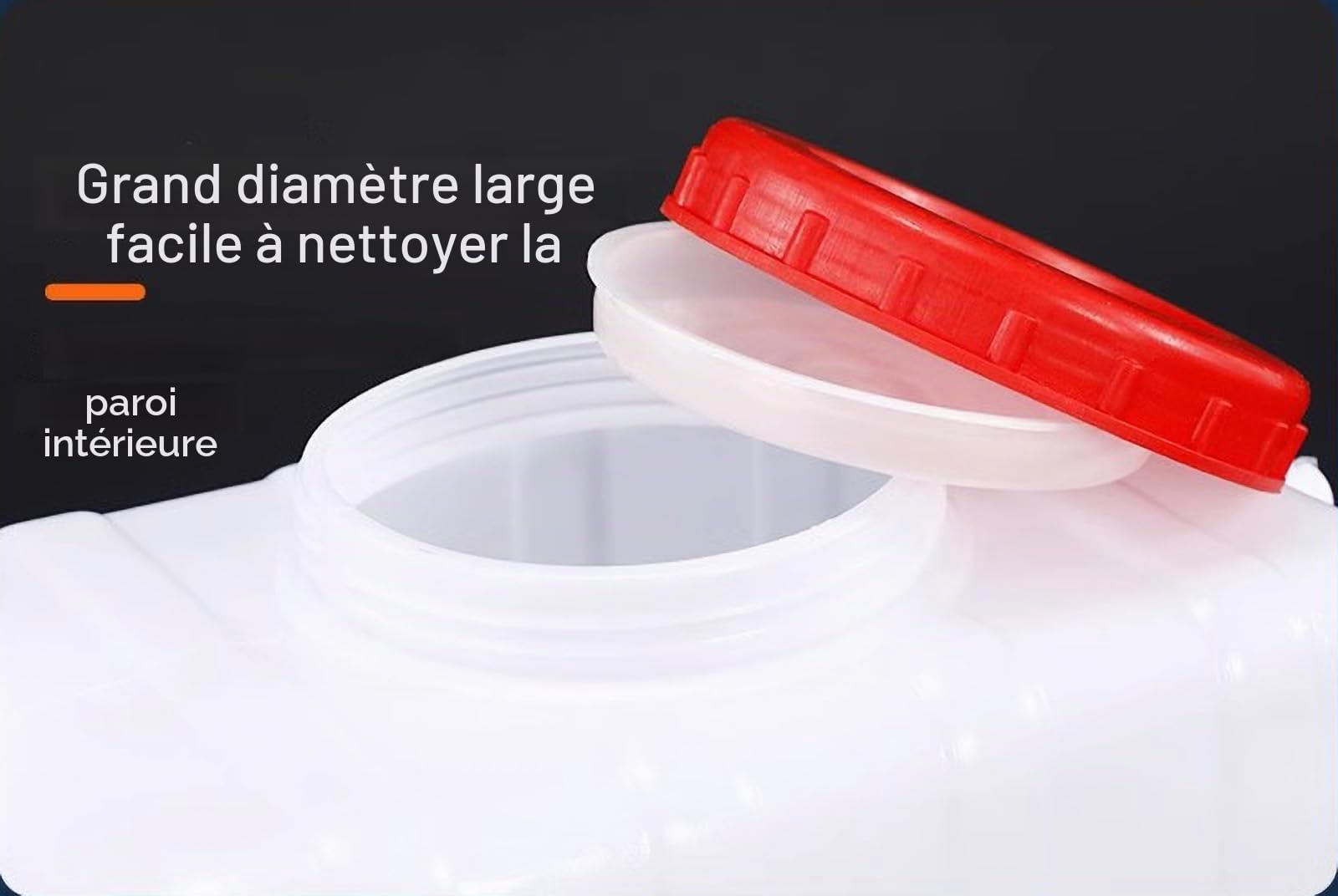 Blanche Reservoir Eau De Grande Capacité 25L/30L/50L/75L/100L/200L Réservoir d'eau Horizontal épaissi Seau en Plastique De Qualité Alimentaire avec Couvercle Et Valve(Size:50L)