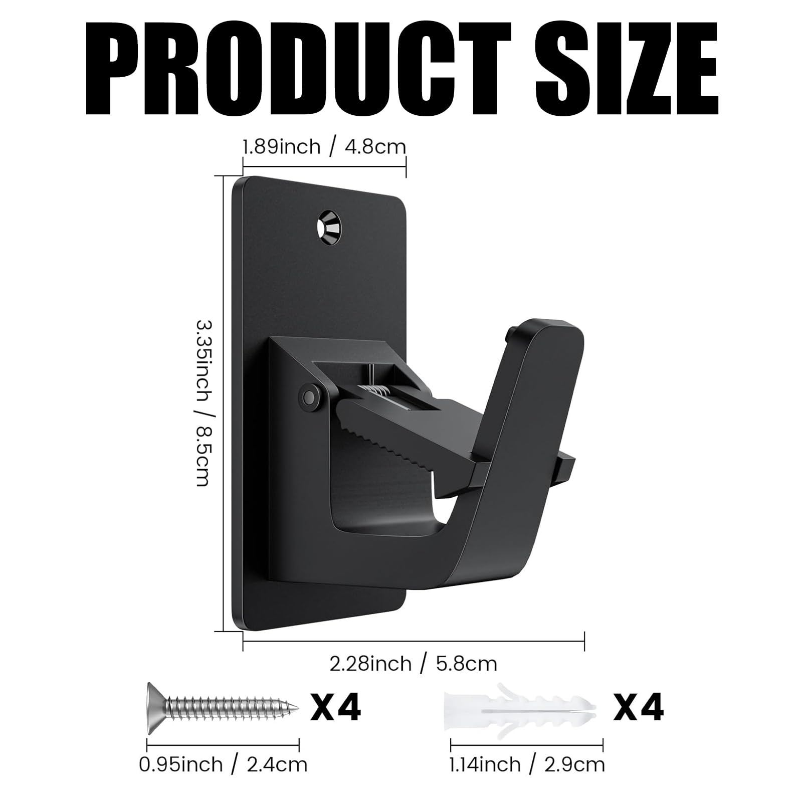 2 Pezzi Supporto per Bastone per Tenda,Ganci Adesivi per Tende con Viti,Staffe per Tende per Soggiorno,Bagno,Camera da Letto(Nero)