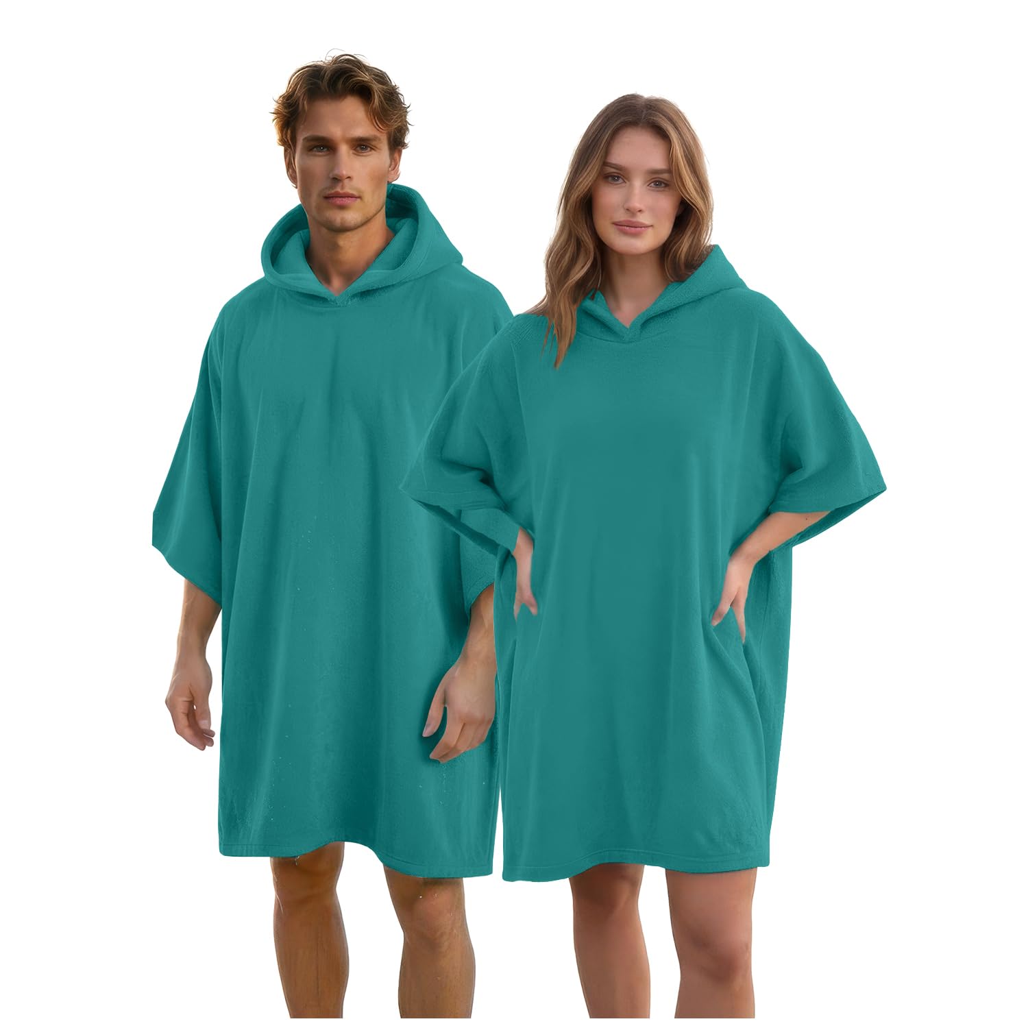 GC GAVENO CAVAILIA Poncho Towel Adult - Changing Robe Women Men for Beach, Bath, Swimming Poncho with Hooded - Lightweight, Super Absorbent Quick Drying Towel Changing Robe - 108x85cm, Teal