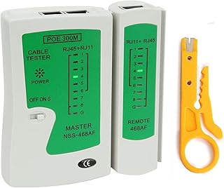 RJ11 RJ45 Cable Tester, LAN Network Tester/Continuity Tester for RJ45 RJ11 Data Cable Twisted Pair Connections, CAT5/CAT6/CAT7 UTP LAN Wire Test Tool