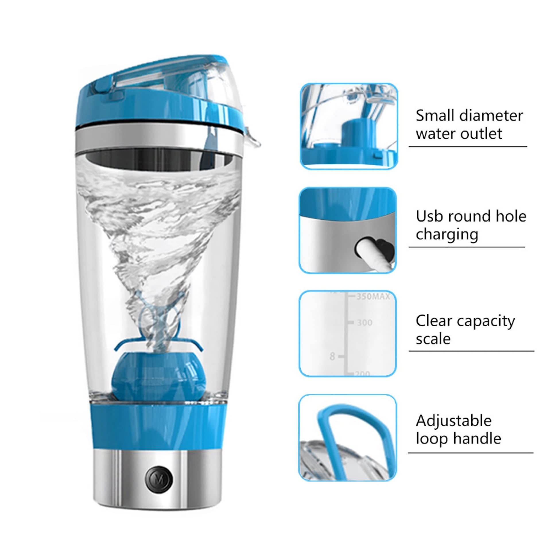450 ML Shaker Proteico Elettrico Bottiglia Shaker Per Proteine ​​Portatile Frullatore Per Frullati Movimento Automatico Vortex Senza BPA A Prova Di Perdita Per Ufficio, Palestra, Viaggi