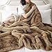 BATTILO HOME Luxury Ochre Faux Fur Throw Blanket, Soft Cozy Mink Fur Blanket for Couch, Sofa, Bed, Plush Warm Fuzzy Fall Fur Throw and Blankets for Home Decor, 50