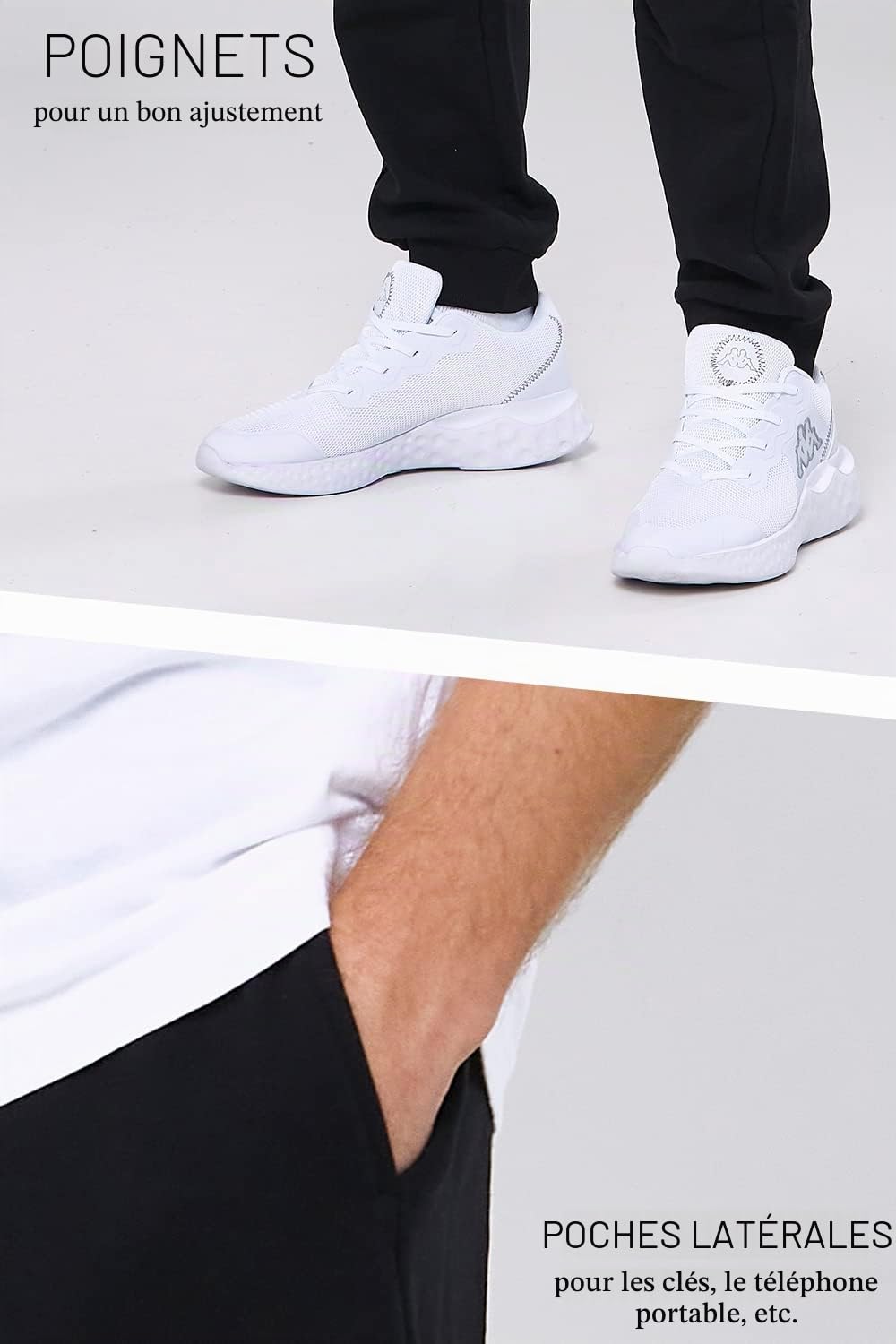 Kappa VRODELL I Pantalon de survêtement pour homme en tissu Sweat-shirt I pour le sport et les loisirs et le fitness I Taille avec cordon de serrage