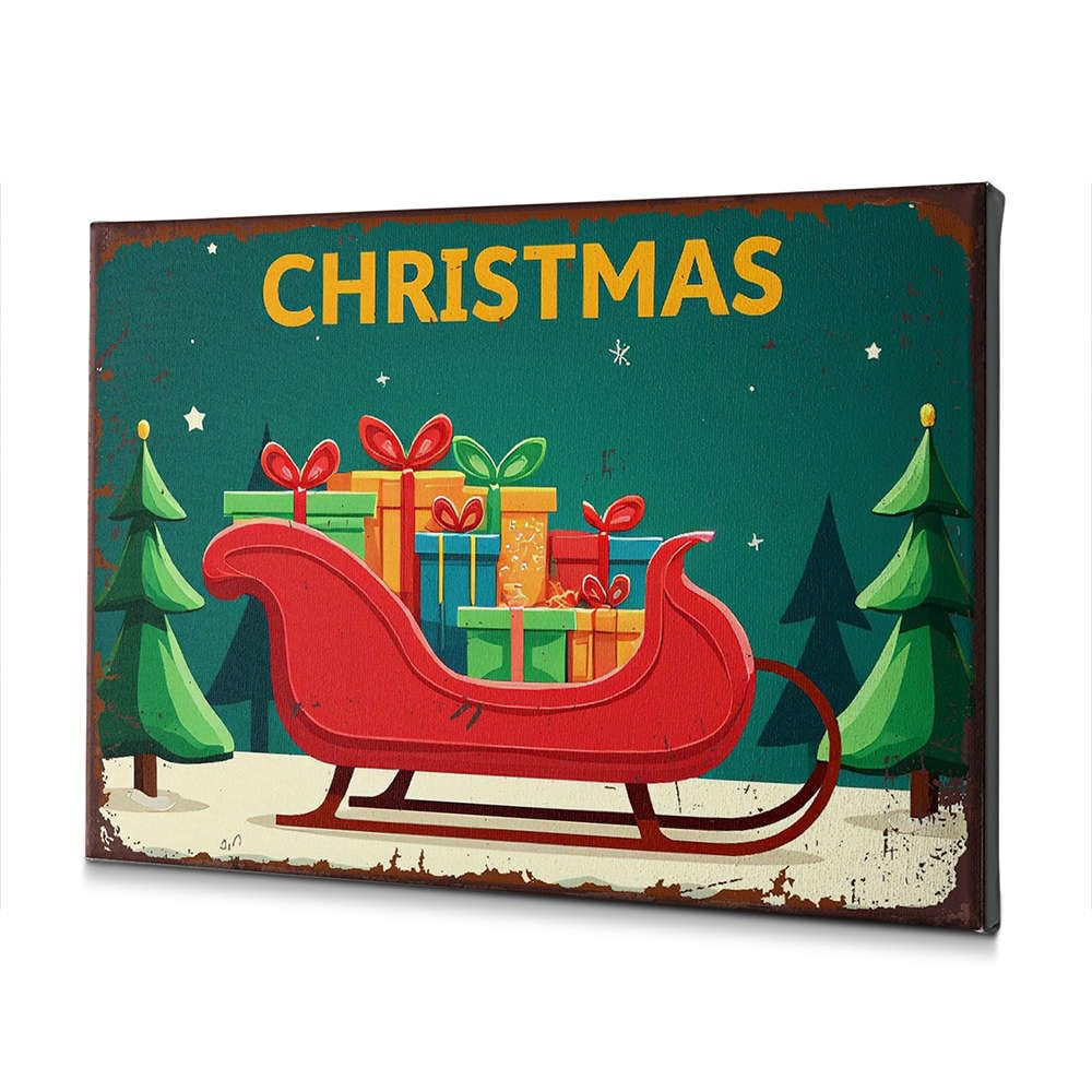 Cadeau déco murale traîneau de Noël avec kit de suspension - 5