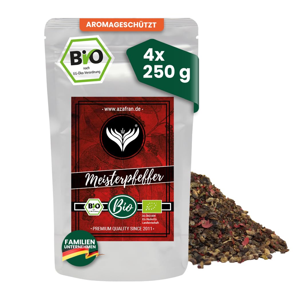 Azafran BIO Meisterpfeffer, edle bunte 7 Pfeffermischung (Pfeffer Mix aus schwarz, grün, rot) 1kg