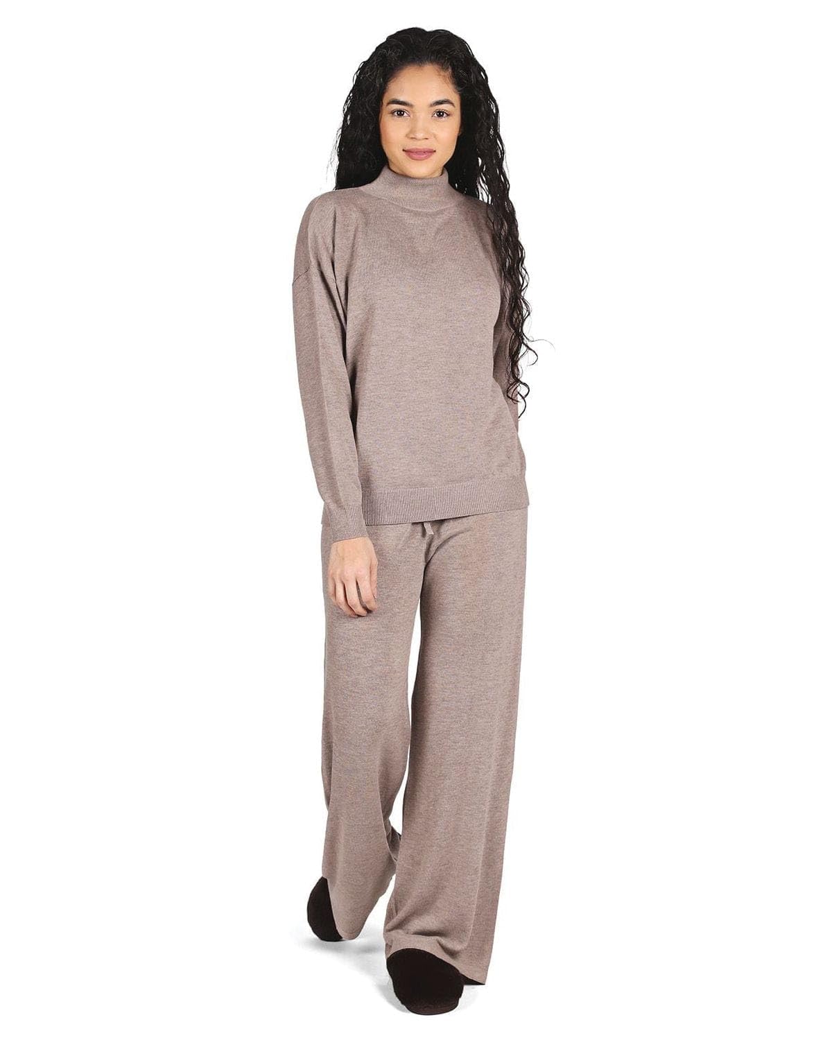 MeMoi Womens Turtleneck Sweater and Knit Pants Lounge Set