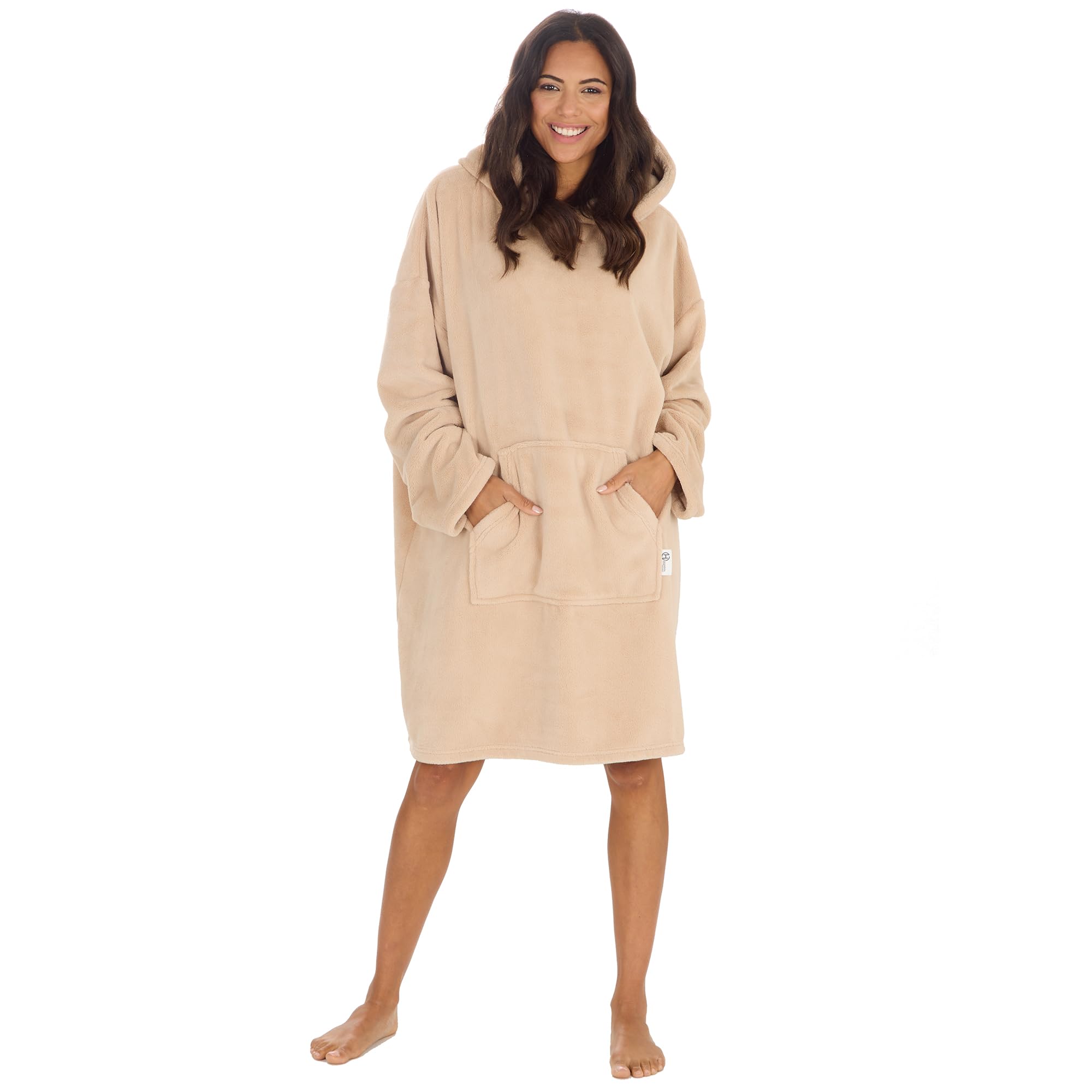 Undercover Unisex Adults - Toffee Adults Plain Oversized Fleece Hoodie 34B2033 Toffee