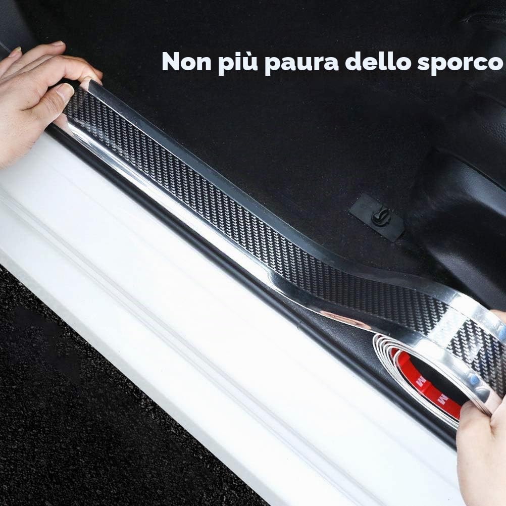 Adesivo da soglia per porta auto, in fibra di carbonio, scuff antigraffio e resistente (2,5 m x 5 cm)