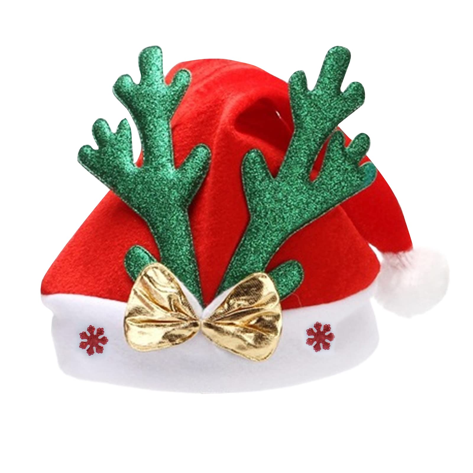 Jazuaiao Christmas Hat Deer Horn Party Plush Santa Navidads Props New Year Thick Adults Plush Santa Bulk