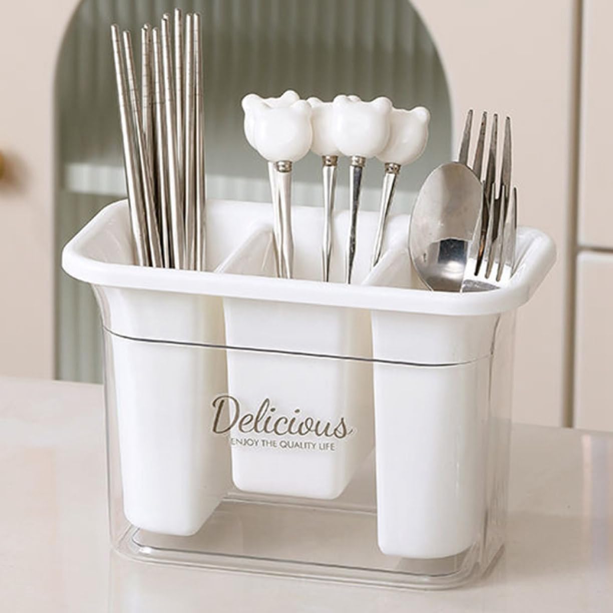 Amazon｜[VANDROUP] 水切りラック フォーク収納 箸入れ 自然